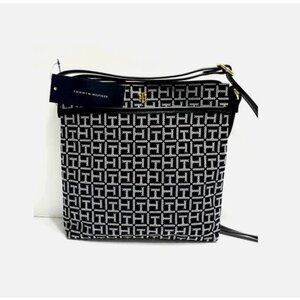 Tommy Hilfiger Crossbody Women's Shoulder Bag 9.84''x 9.84' x 1.18'' Black/White